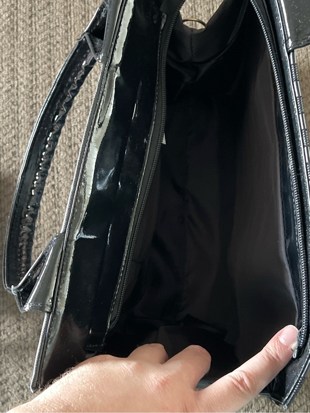 Bell Republic 2020 Black Checkerboard Patent Faux Leather Satchel Handbag - Picture 11 of 13